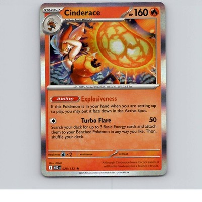 Cinderace Reverse Holo ME01: Mega Evolution 028/132 NM