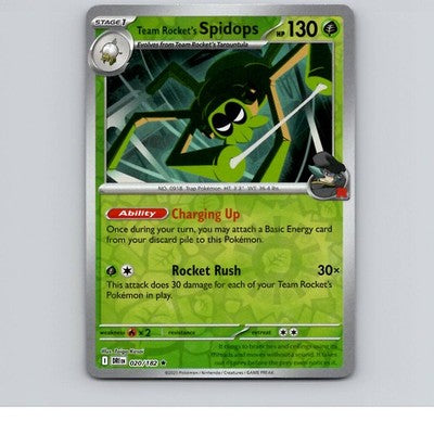 Team Rocket's Spidops - - 020/182 - DRI - Rare/ Reverse Holo - NM