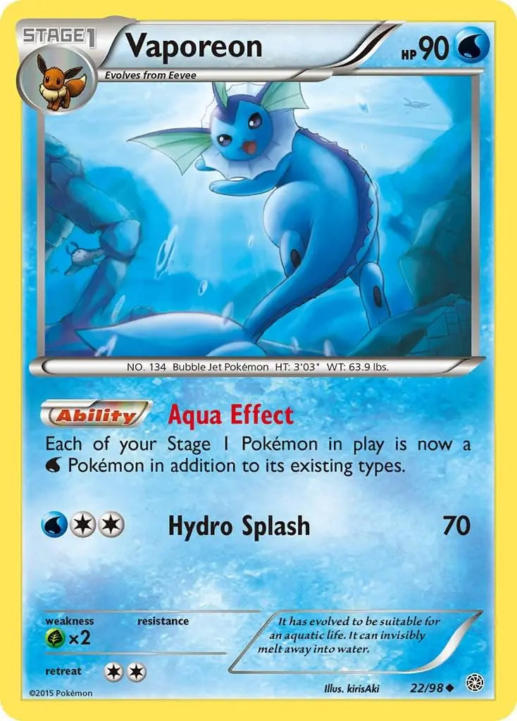 Vaporeon - Pokemon Ancient Origins #22 NM